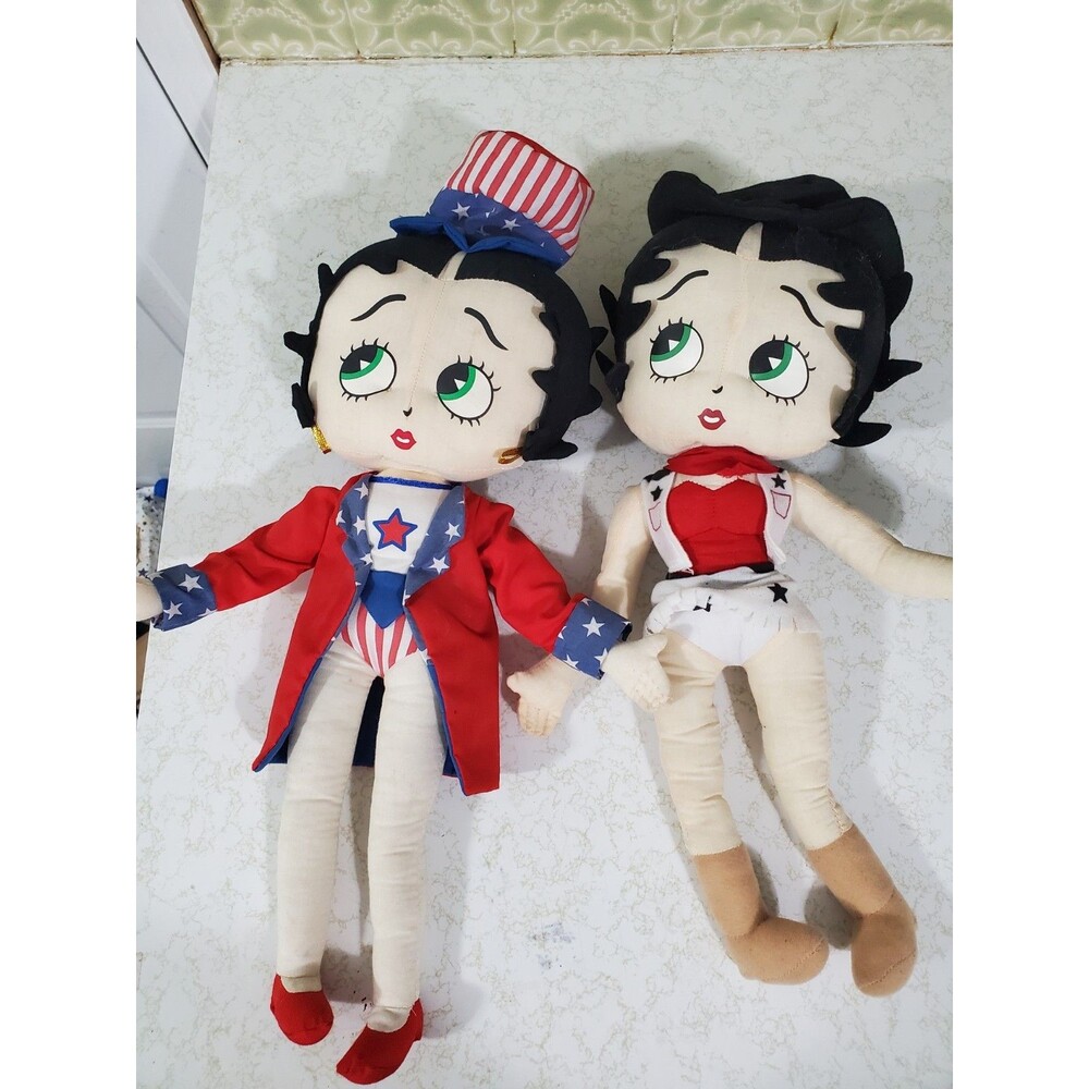 Betty Boop Collectable Plush Dolls Western + Patriotic Betty Lot of 2 King Featu